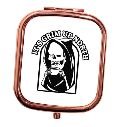 It's grim up North rose gold square pocket mirror