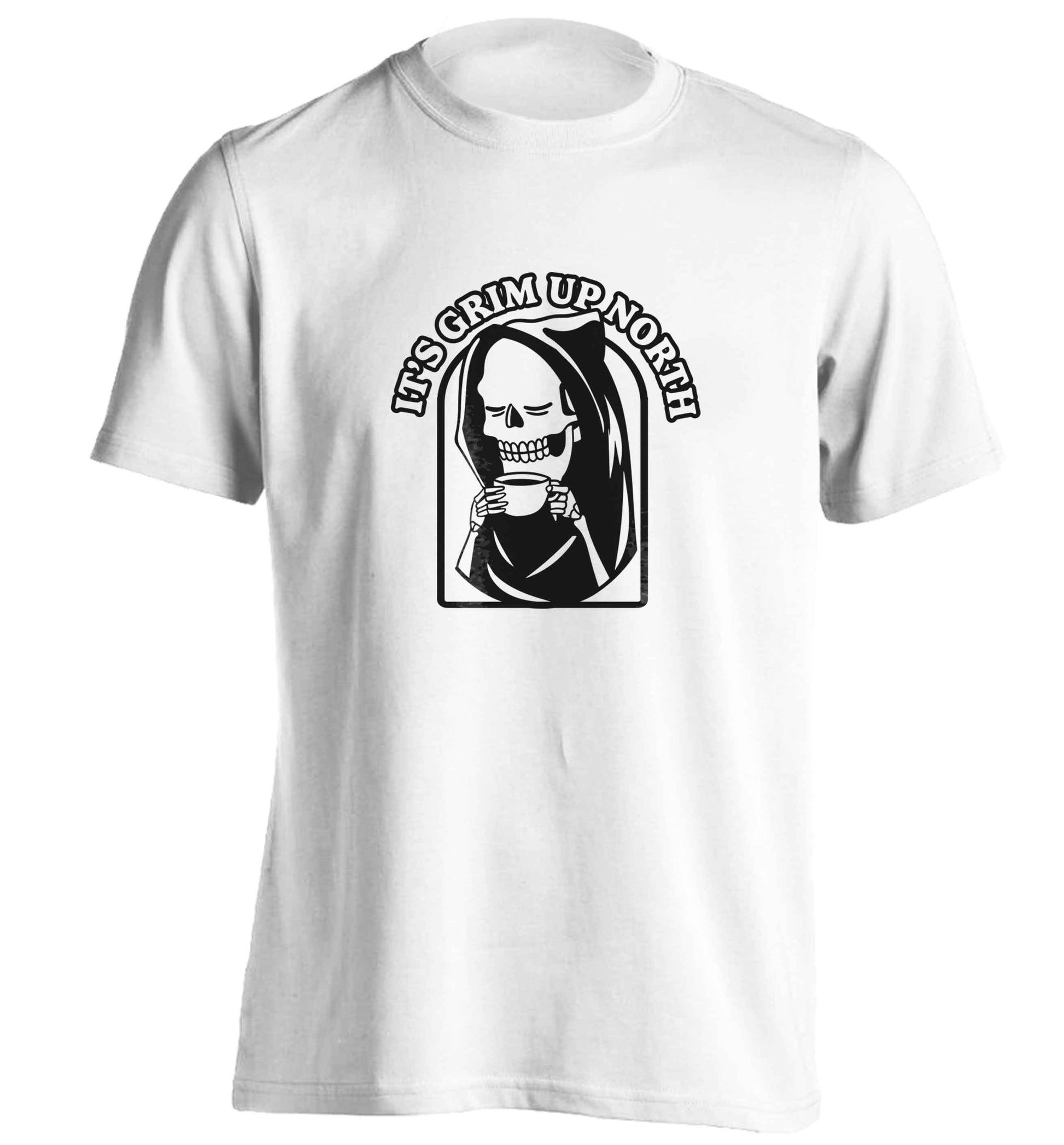 It's grim up North adults unisex white Tshirt 2XL