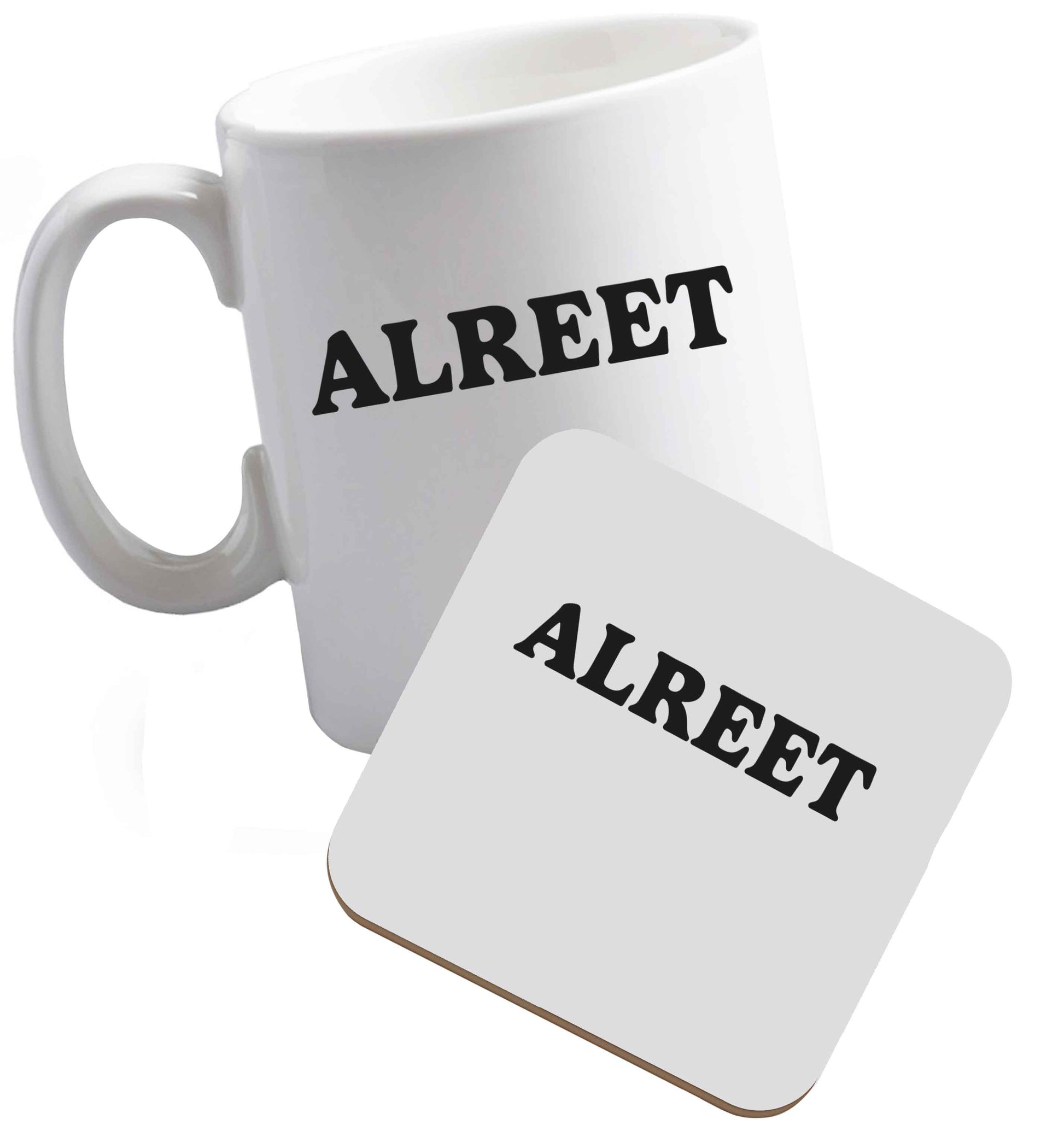 10 oz Alreet ceramic mug and coaster set right handed