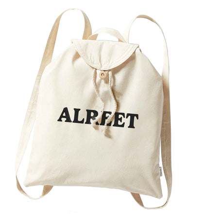 Alreet organic cotton backpack tote with wooden buttons in natural