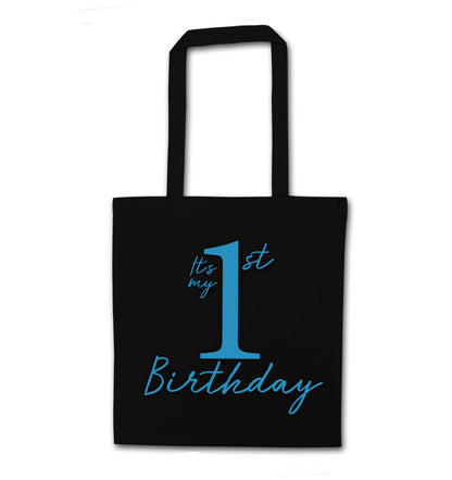 It's my first birthday black tote bag