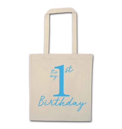 It's my first birthday natural tote bag