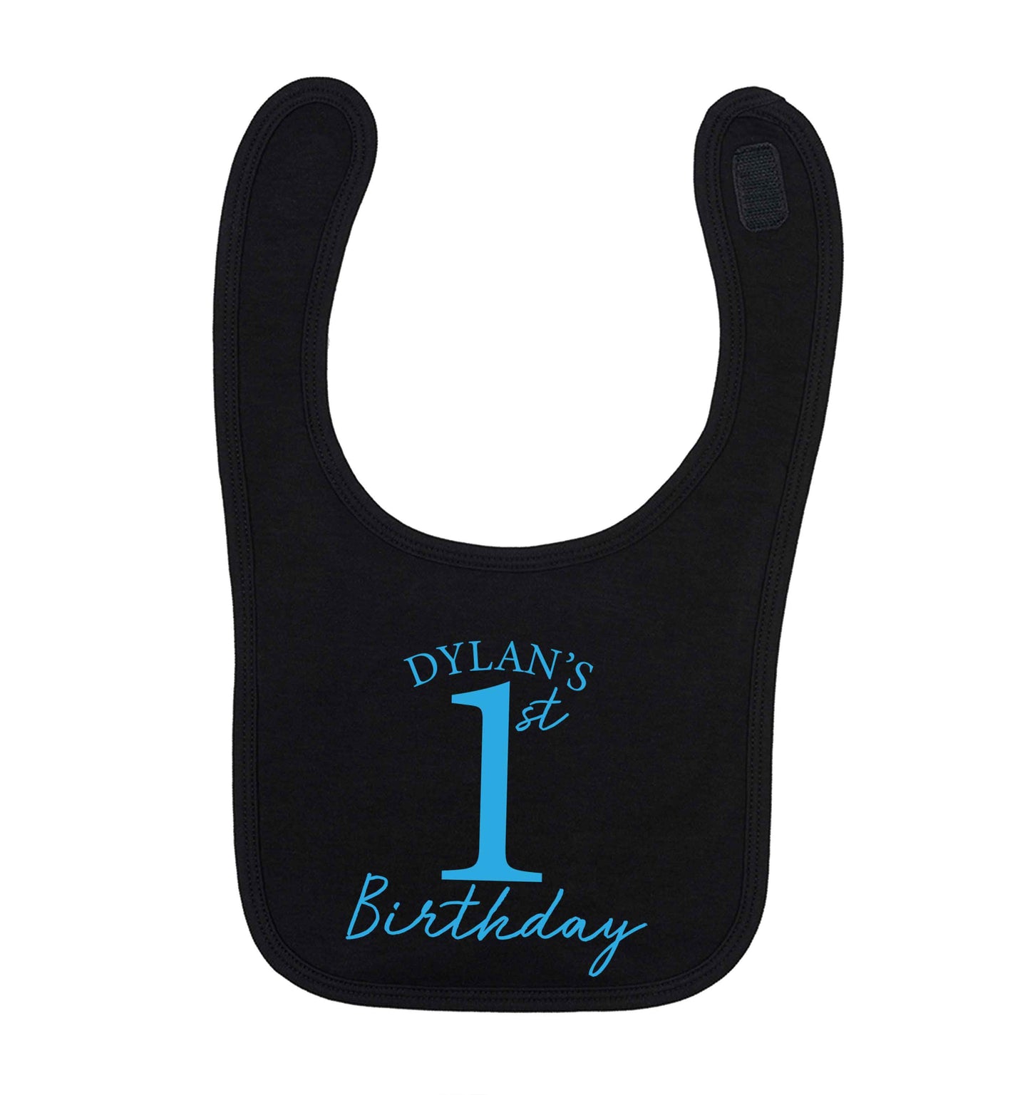 Personalised first birthday - any name or age! black baby bib