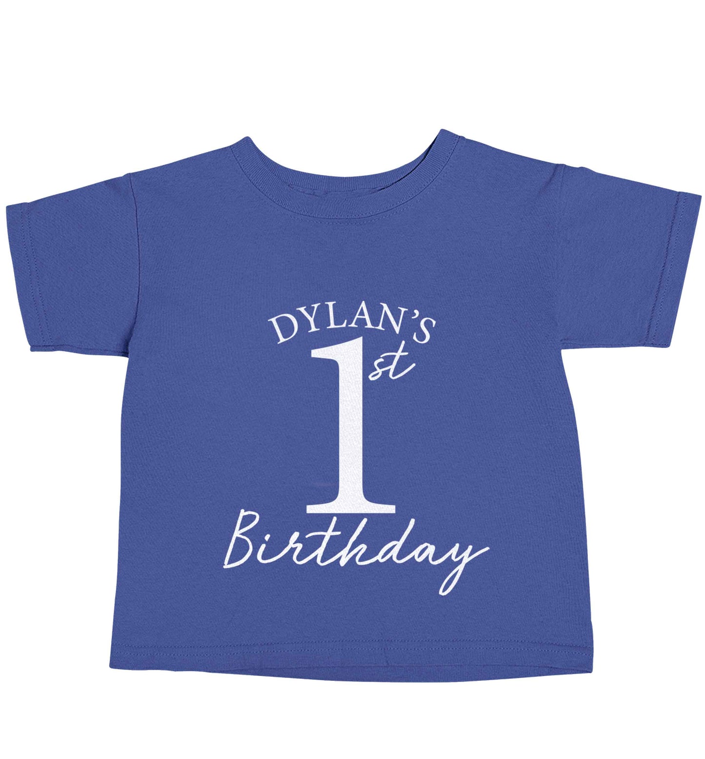 Personalised first birthday - any name or age! blue baby toddler Tshirt 2 Years