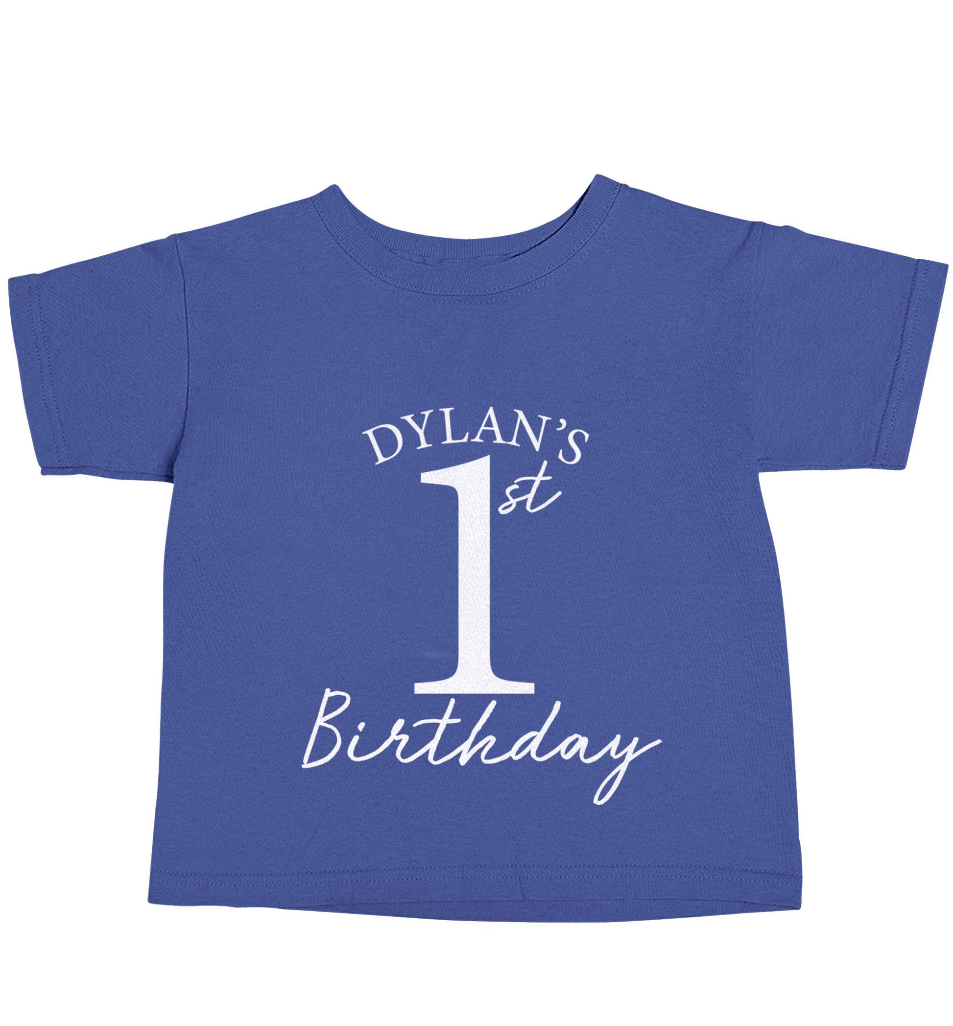 Personalised first birthday - any name or age! blue baby toddler Tshirt 2 Years