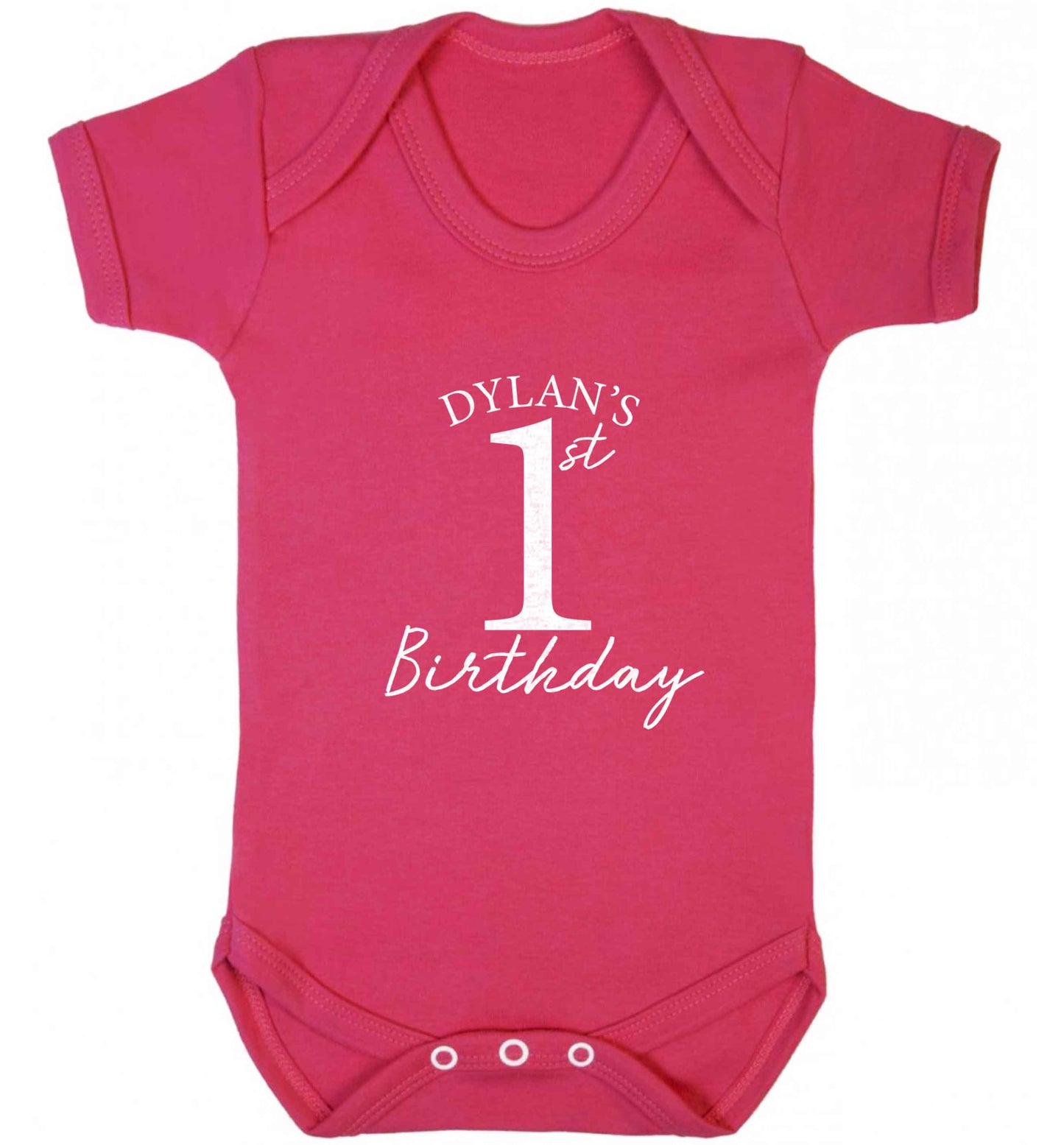 Personalised first birthday - any name or age! baby vest dark pink 18-24 months
