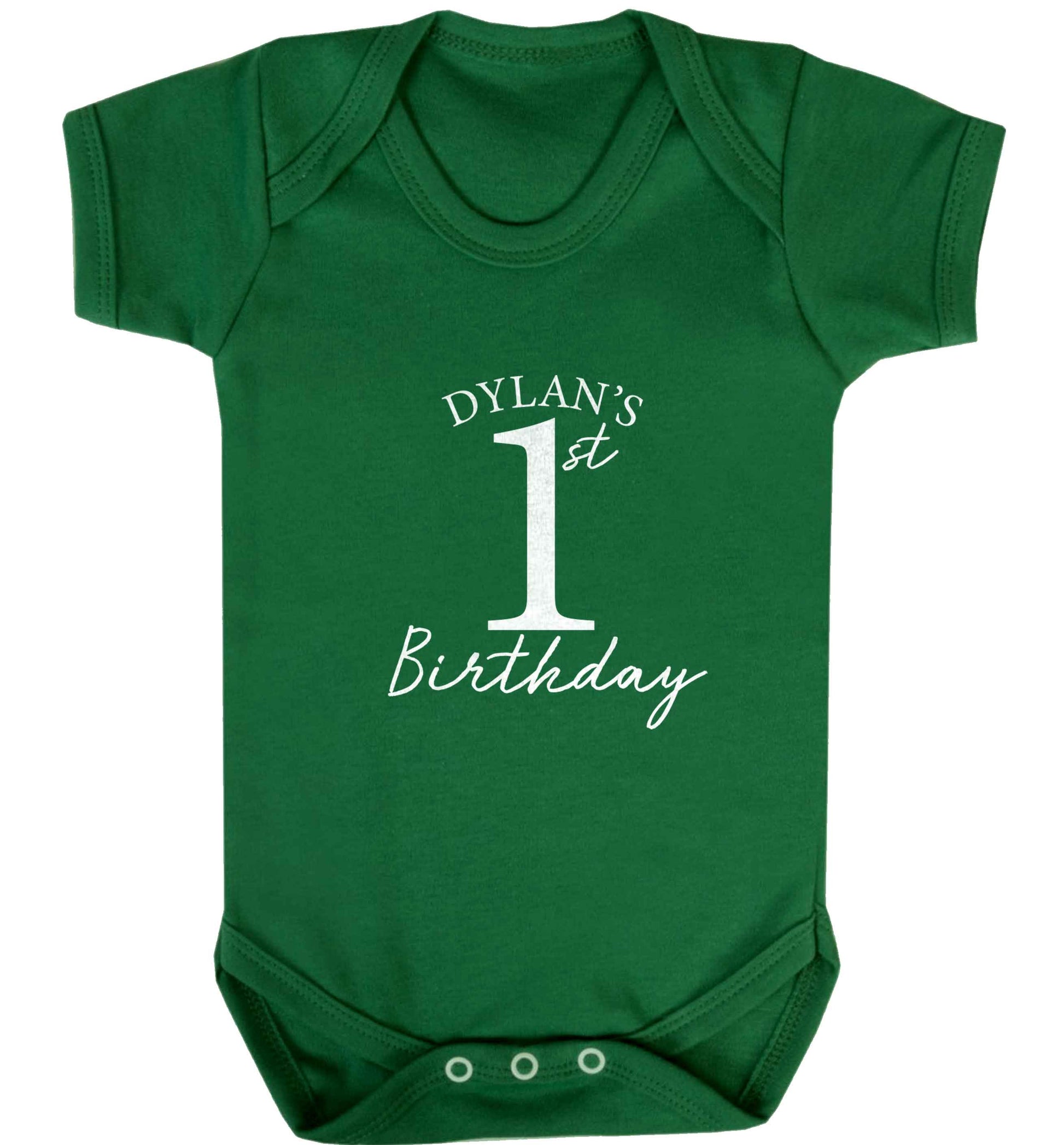 Personalised first birthday - any name or age! baby vest green 18-24 months