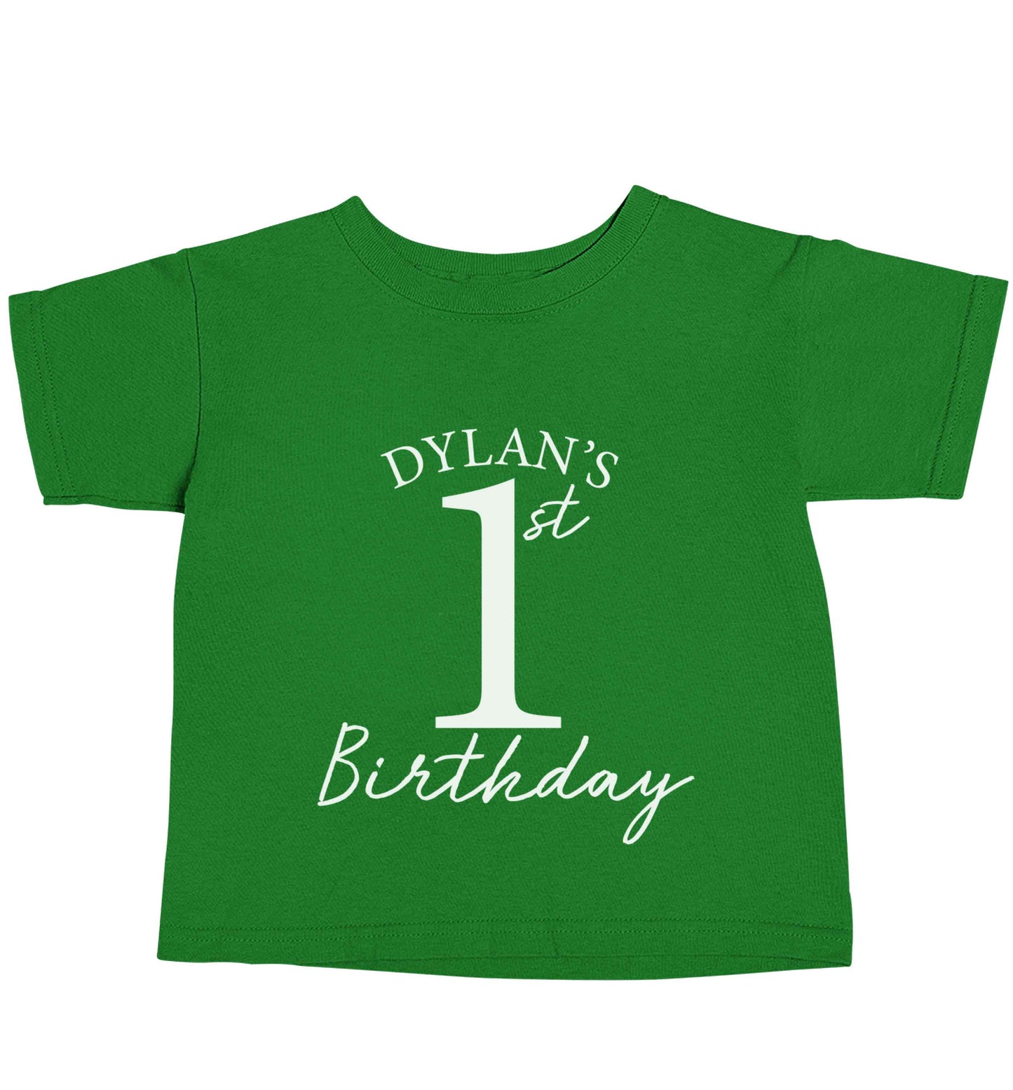 Personalised first birthday - any name or age! green baby toddler Tshirt 2 Years