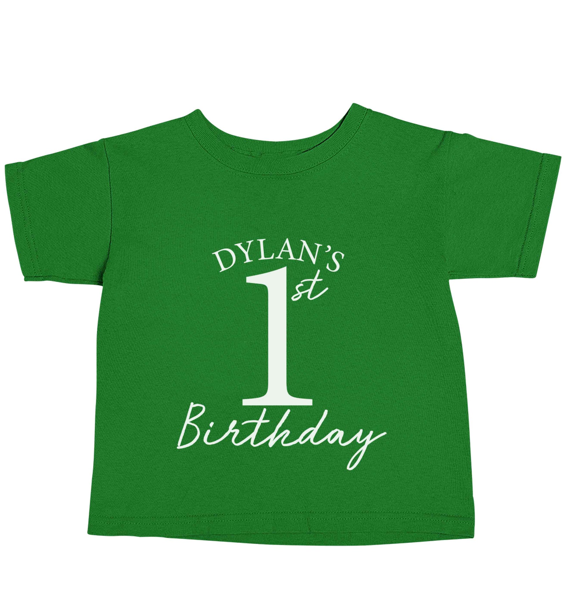 Personalised first birthday - any name or age! green baby toddler Tshirt 2 Years