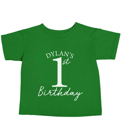 Personalised first birthday - any name or age! green baby toddler Tshirt 2 Years