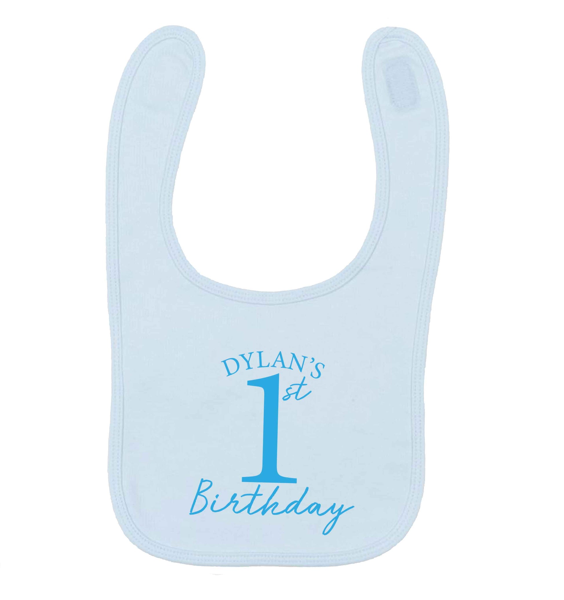 Personalised first birthday - any name or age! pale blue baby bib