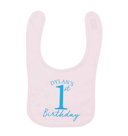 Personalised first birthday - any name or age! pale pink baby bib
