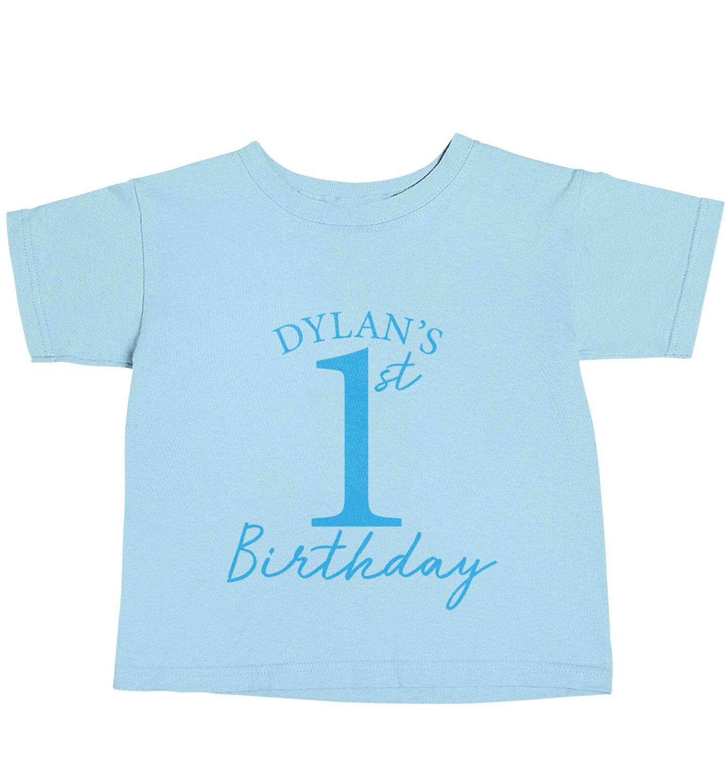 Personalised first birthday - any name or age! light blue baby toddler Tshirt 2 Years