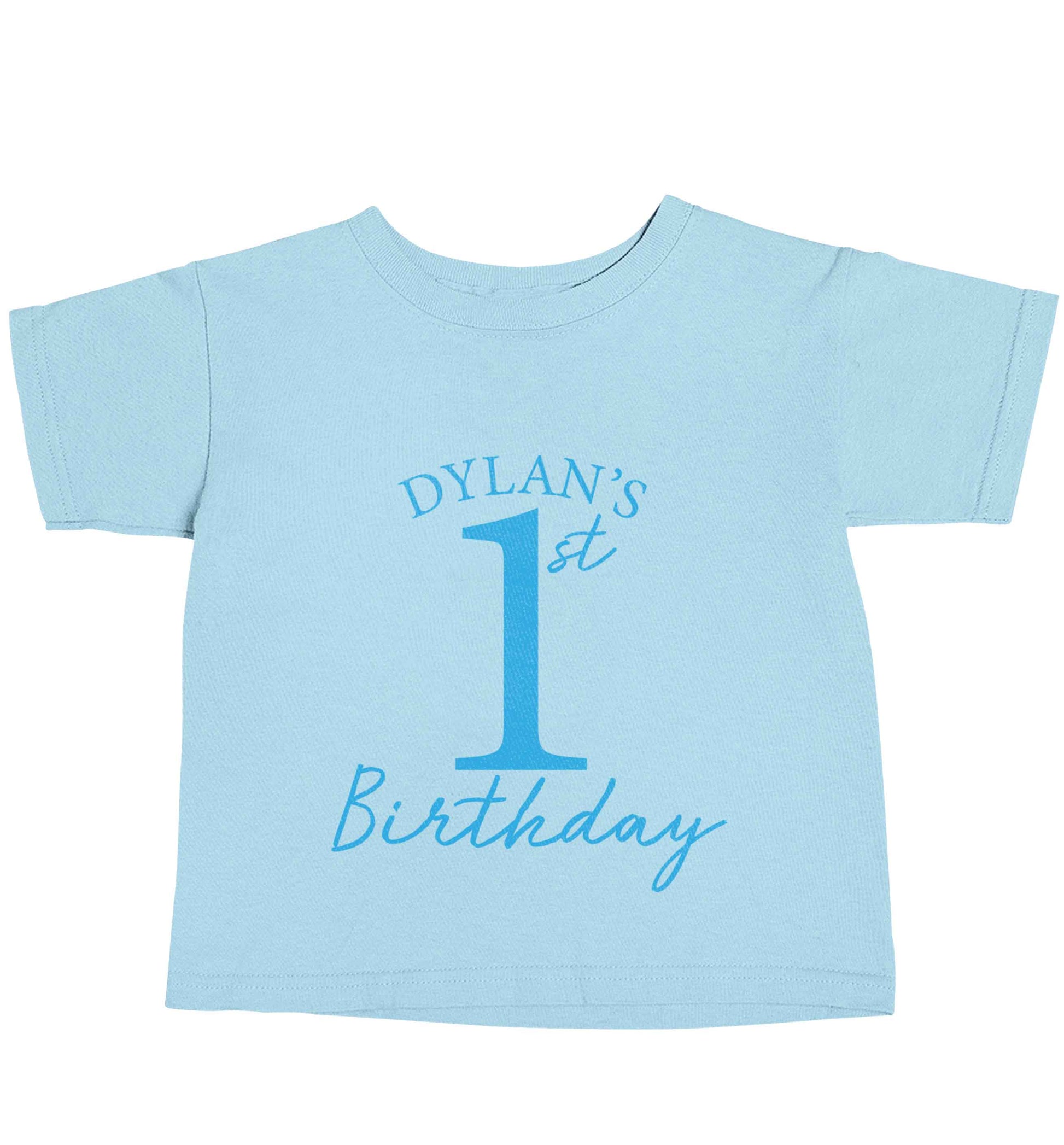 Personalised first birthday - any name or age! light blue baby toddler Tshirt 2 Years