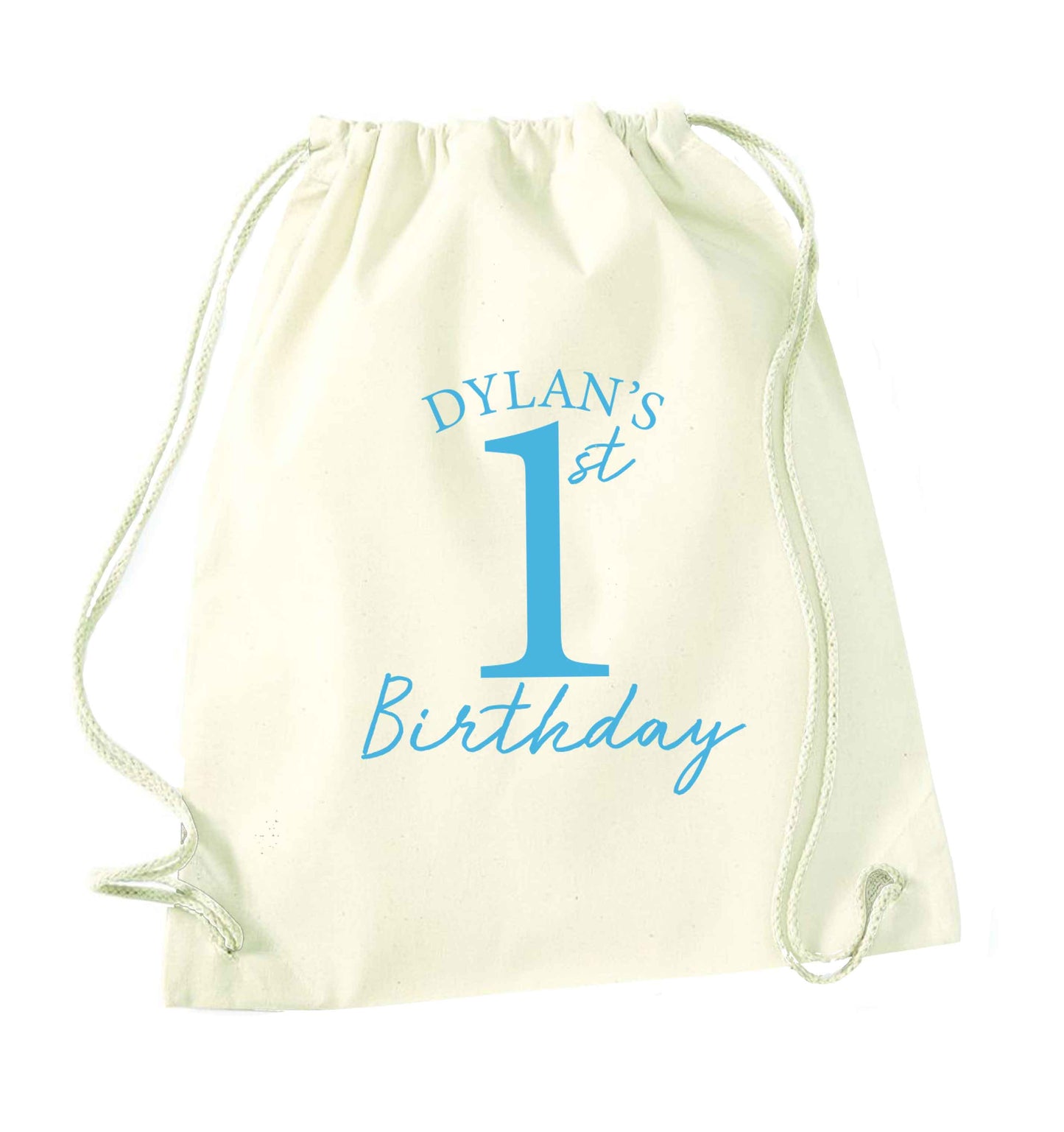 Personalised first birthday - any name or age! natural drawstring bag