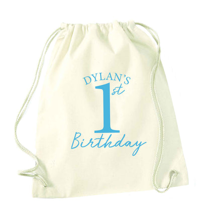 Personalised first birthday - any name or age! natural drawstring bag
