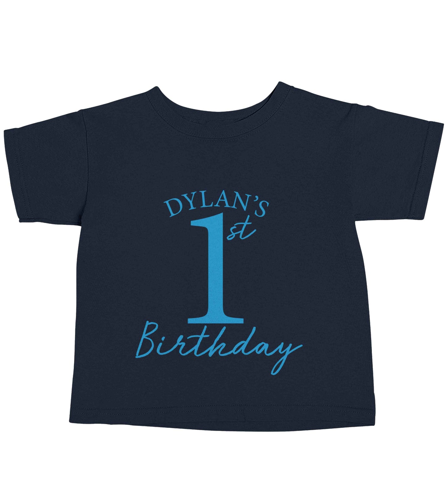 Personalised first birthday - any name or age! navy baby toddler Tshirt 2 Years