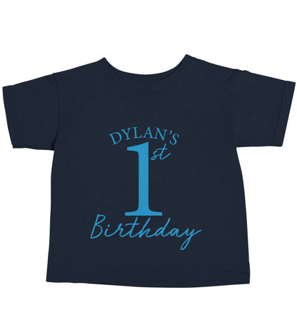 Personalised first birthday - any name or age! navy baby toddler Tshirt 2 Years