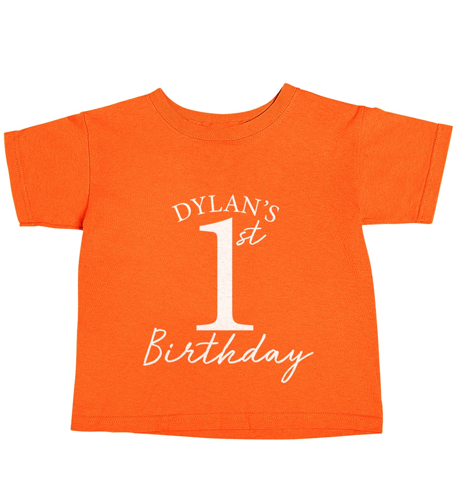 Personalised first birthday - any name or age! orange baby toddler Tshirt 2 Years