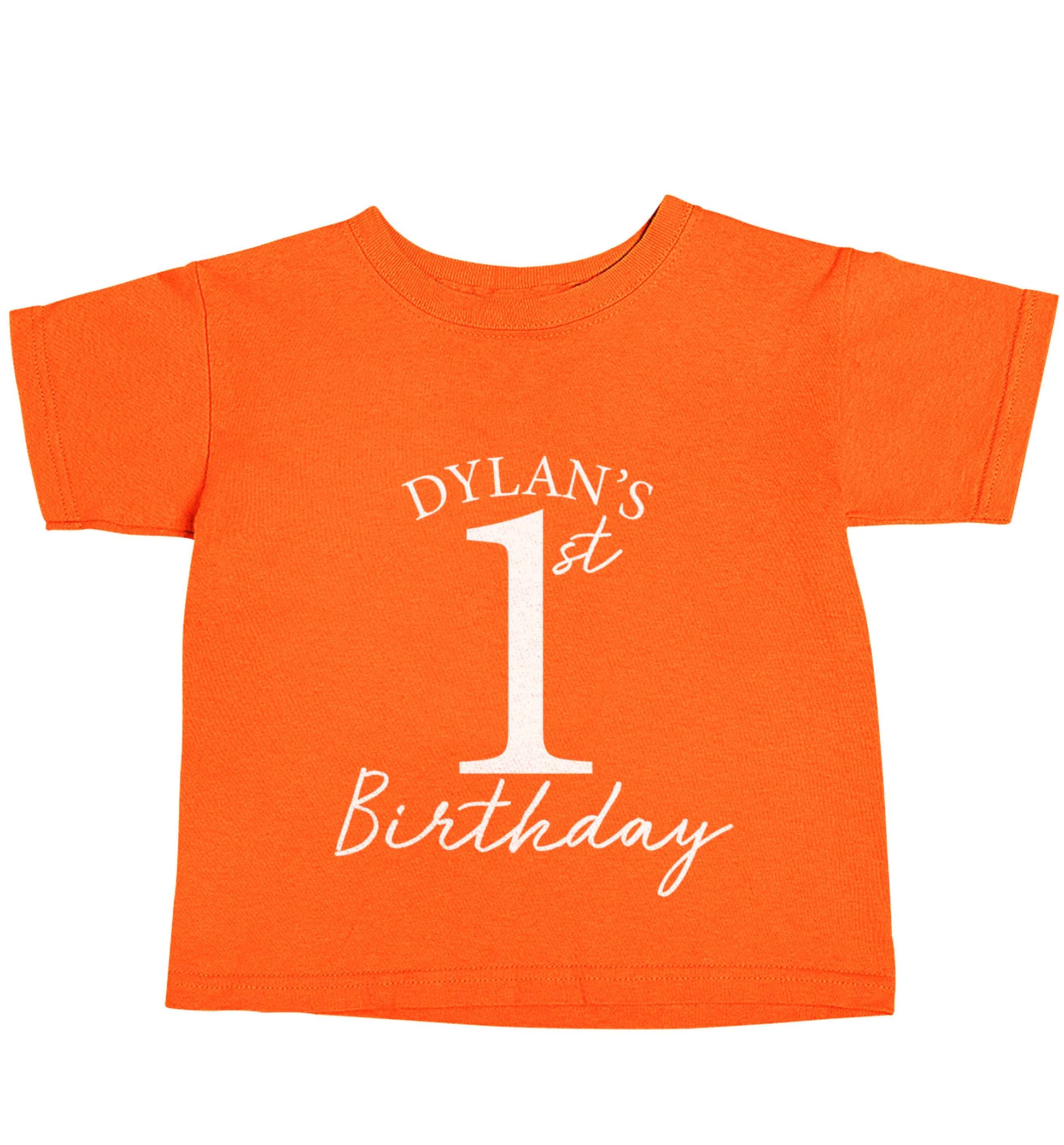 Personalised first birthday - any name or age! orange baby toddler Tshirt 2 Years