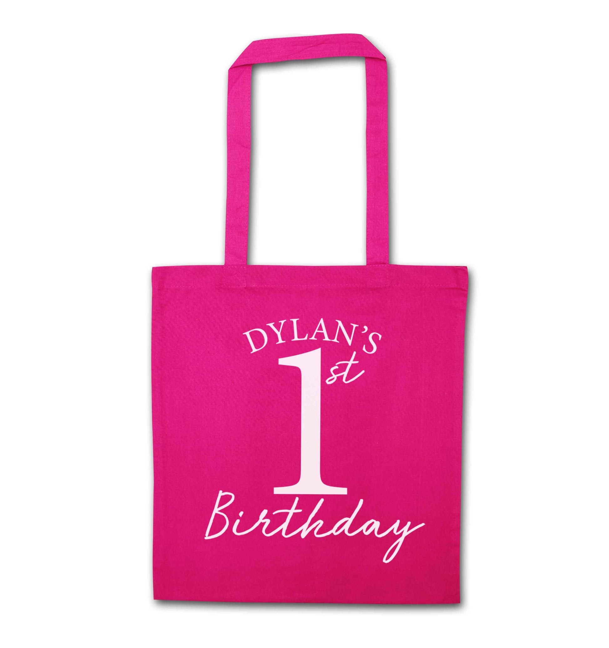 Personalised first birthday - any name or age! pink tote bag