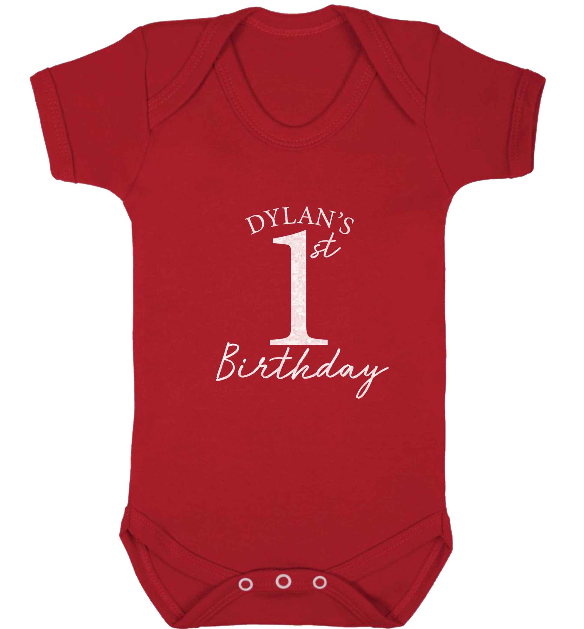 Personalised first birthday - any name or age! baby vest red 18-24 months