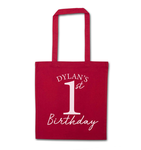 Personalised first birthday - any name or age! red tote bag