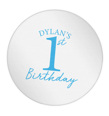 Personalised first birthday - any name or age! 24 @ 45mm matt circle stickers