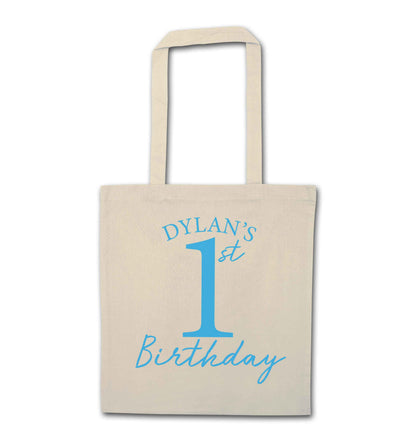 Personalised first birthday - any name or age! natural tote bag