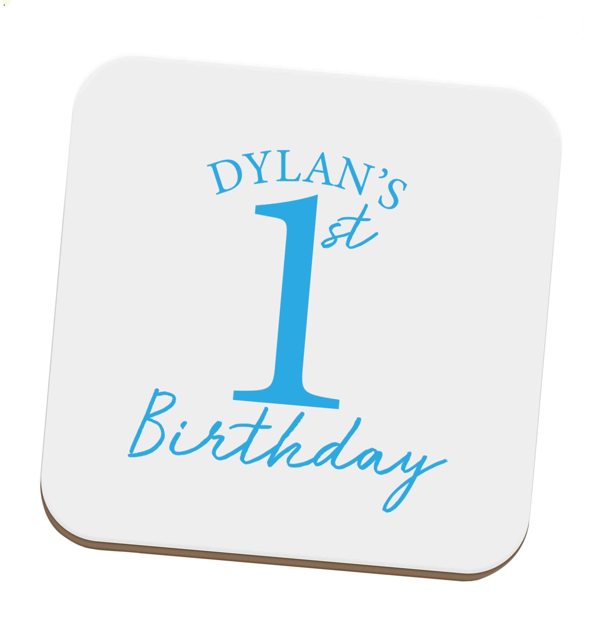 Personalised first birthday - any name or age! set of four coasters
