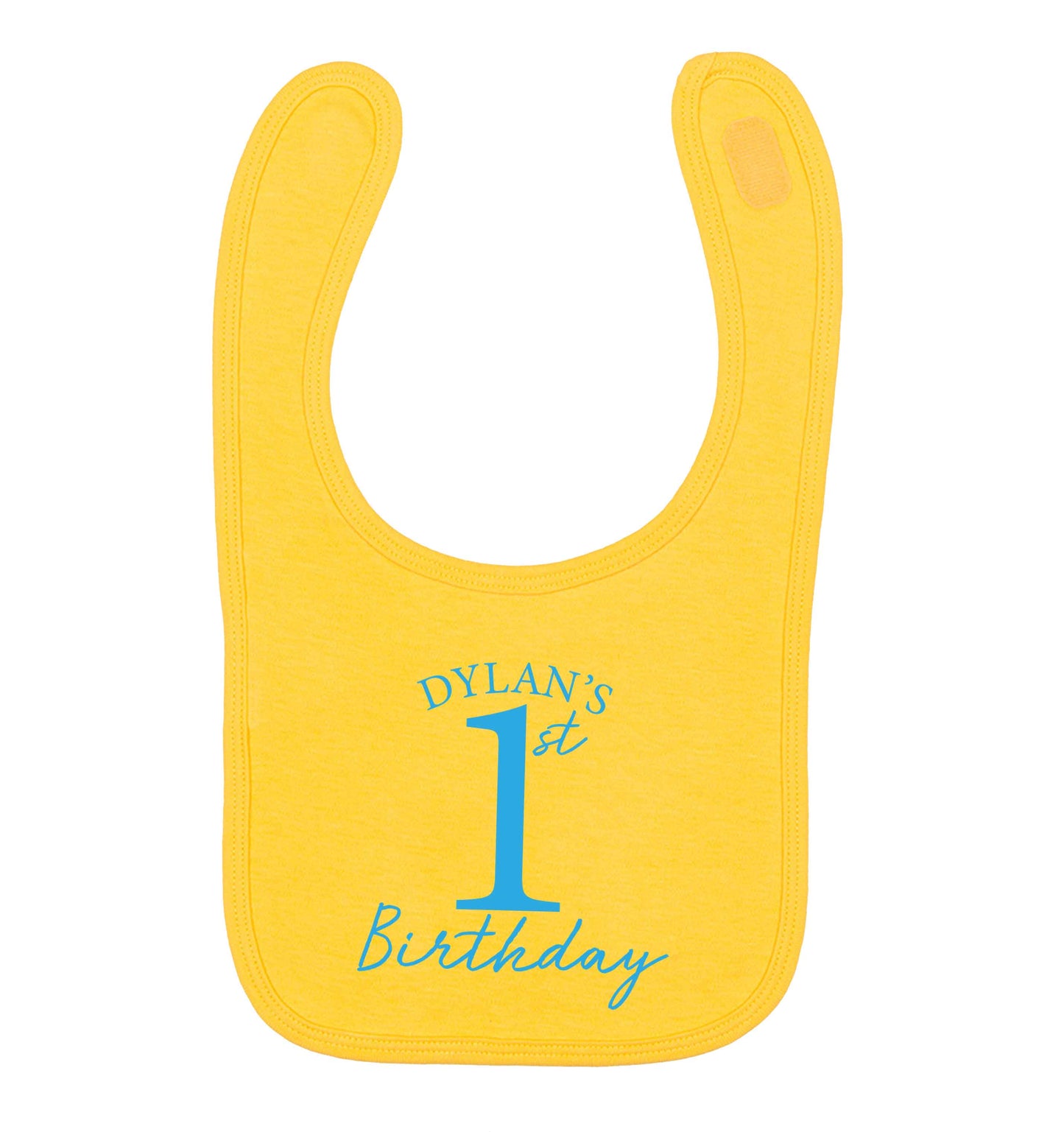 Personalised first birthday - any name or age! yellow baby bib