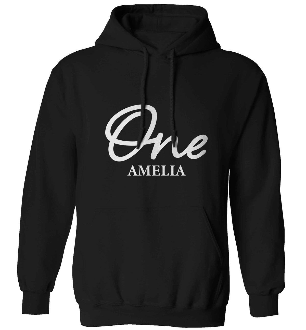 Personalised age and name adults unisex black hoodie 2XL