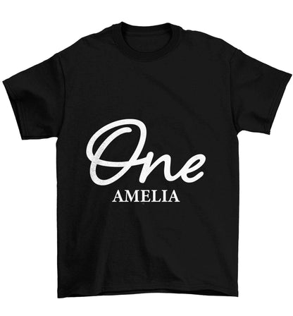 Personalised age and name Children's black Tshirt 12-13 Years