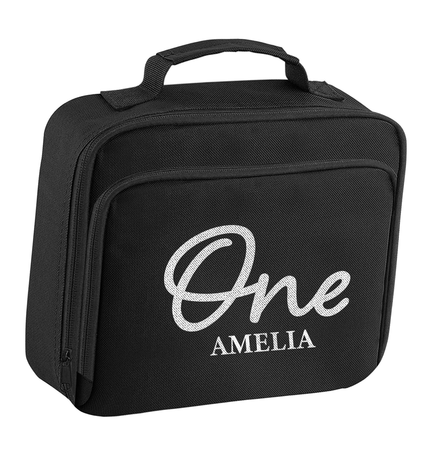 Personalised age and name insulated black lunch bag cooler