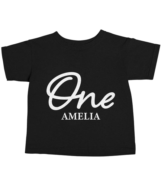 Personalised age and name Black baby toddler Tshirt 2 years