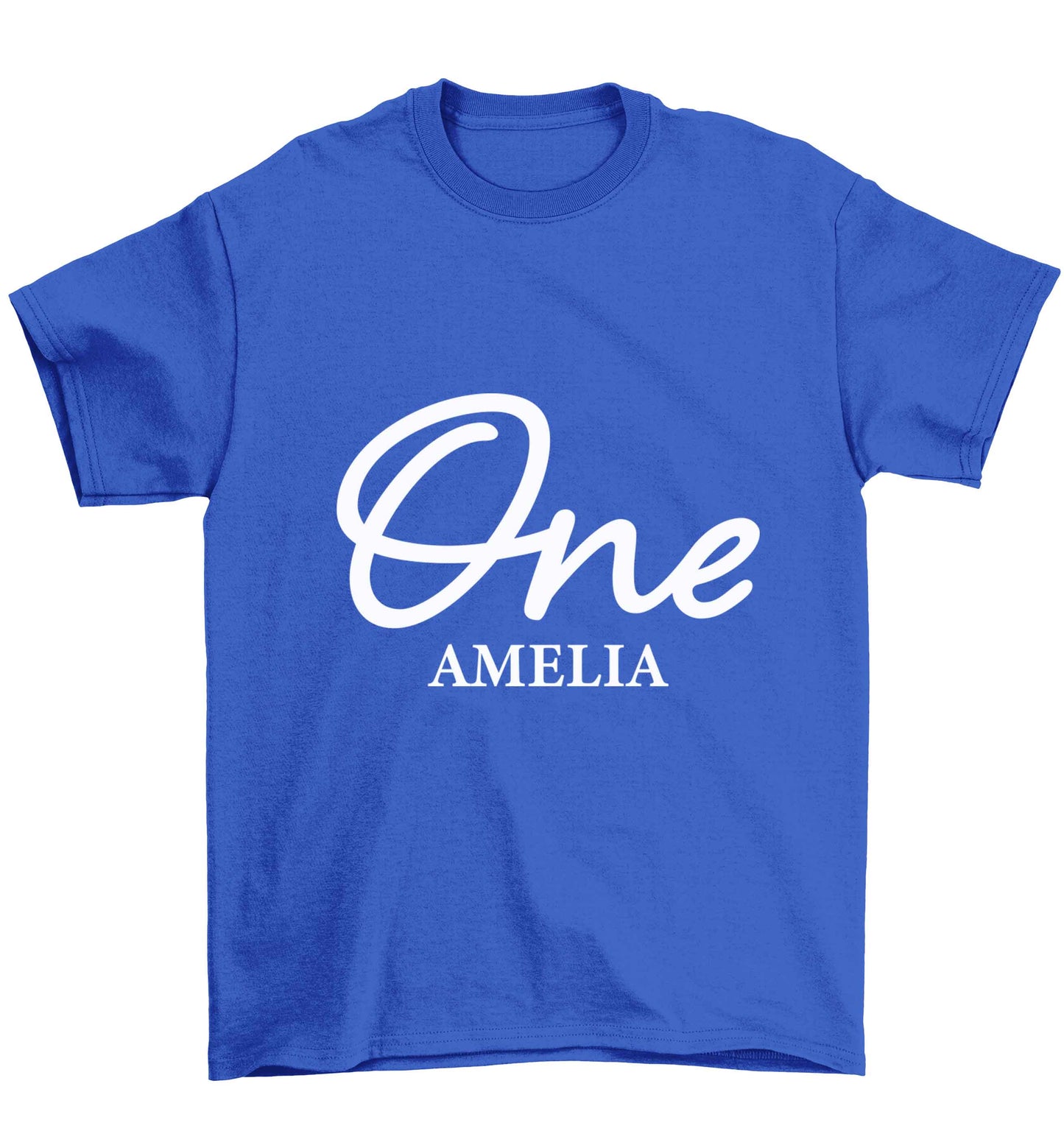 Personalised age and name Children's blue Tshirt 12-13 Years