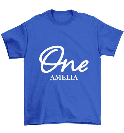 Personalised age and name Children's blue Tshirt 12-13 Years