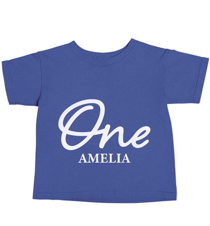 Personalised age and name blue baby toddler Tshirt 2 Years