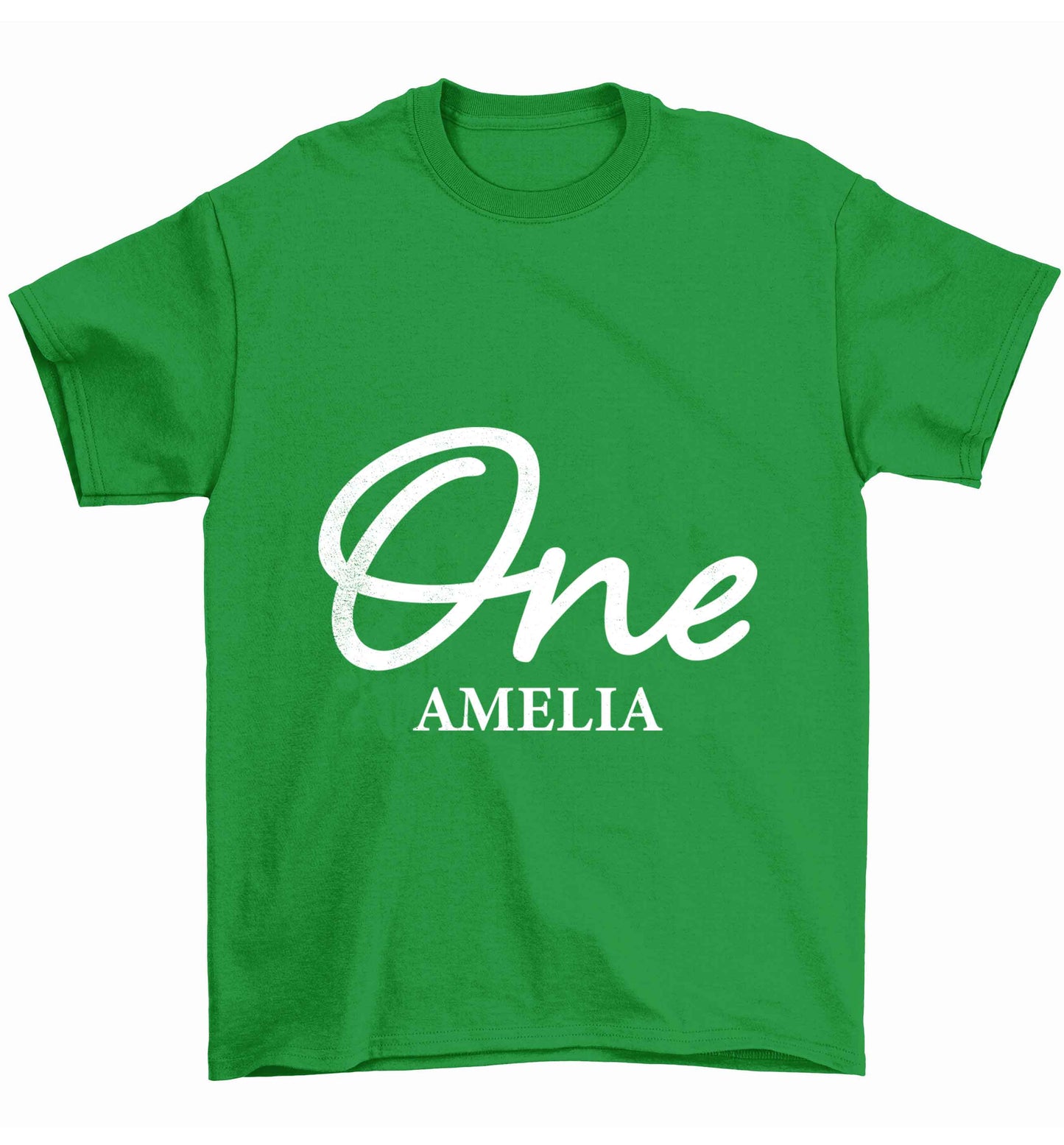 Personalised age and name Children's green Tshirt 12-13 Years