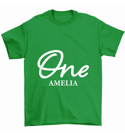Personalised age and name Children's green Tshirt 12-13 Years