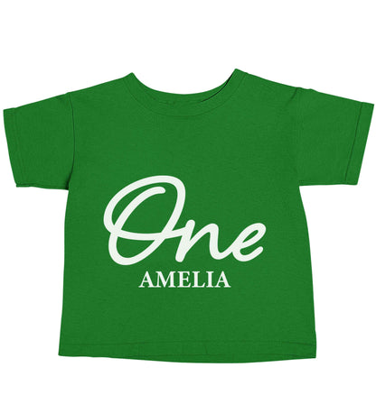 Personalised age and name green baby toddler Tshirt 2 Years