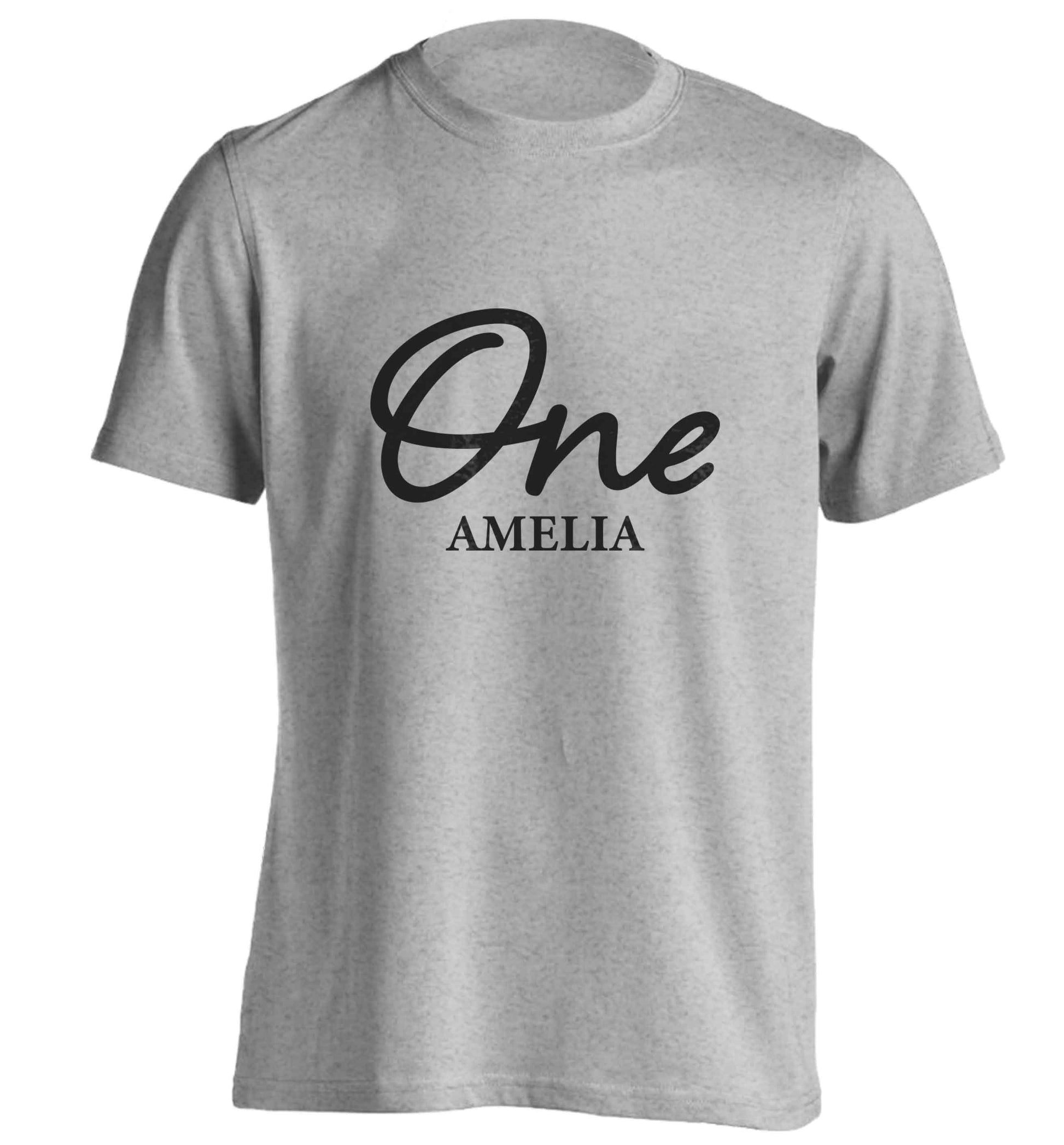 Personalised age and name adults unisex grey Tshirt 2XL