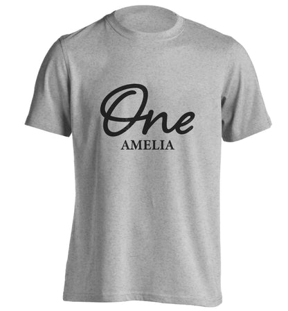 Personalised age and name adults unisex grey Tshirt 2XL