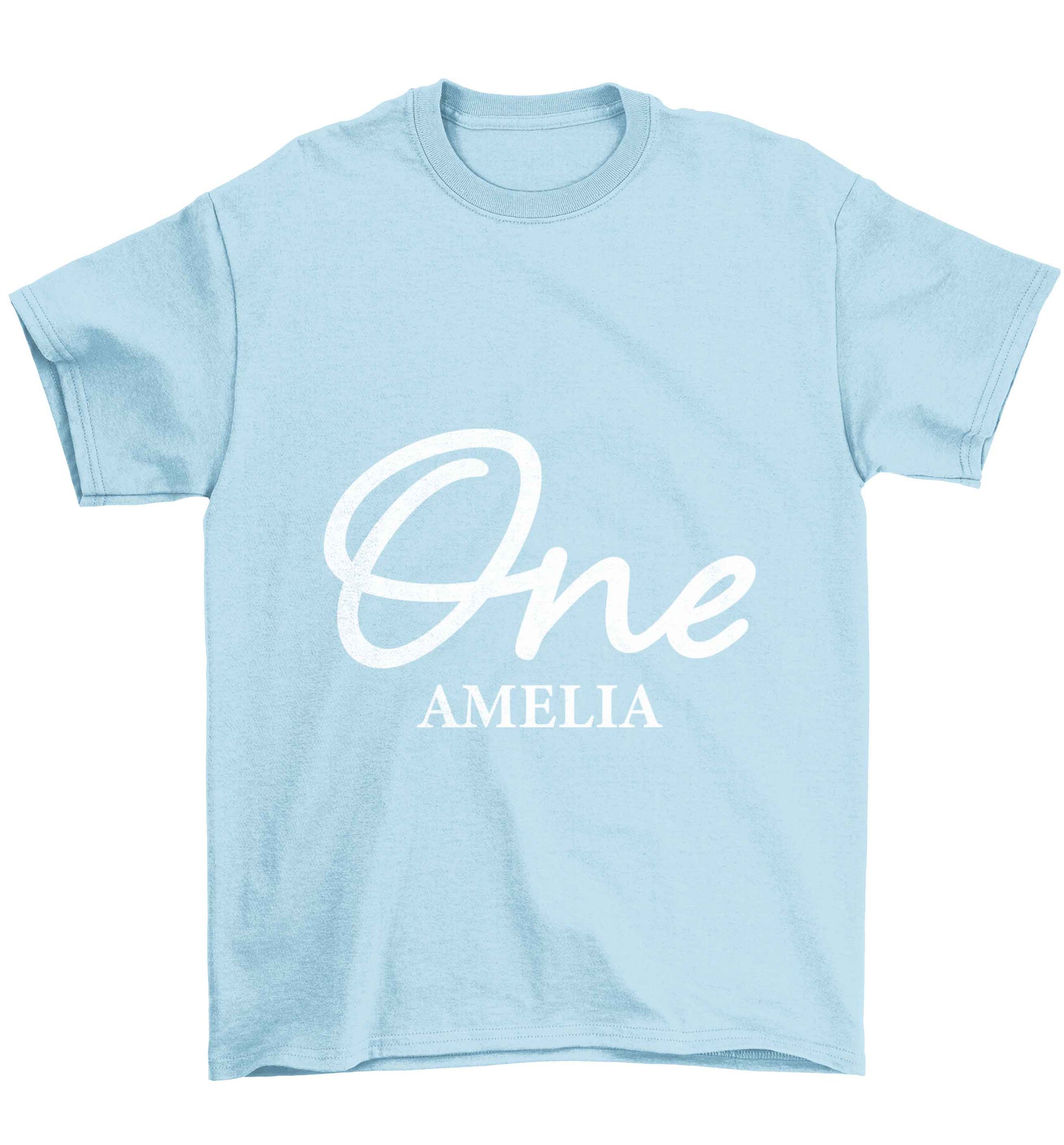 Personalised age and name Children's light blue Tshirt 12-13 Years