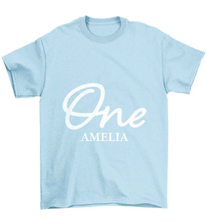 Personalised age and name Children's light blue Tshirt 12-13 Years