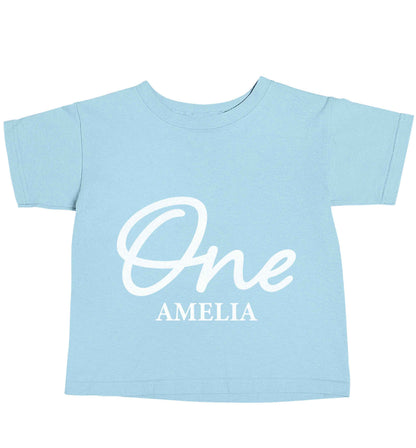 Personalised age and name light blue baby toddler Tshirt 2 Years