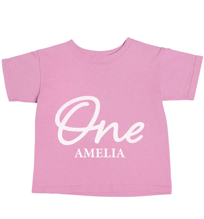 Personalised age and name light pink baby toddler Tshirt 2 Years