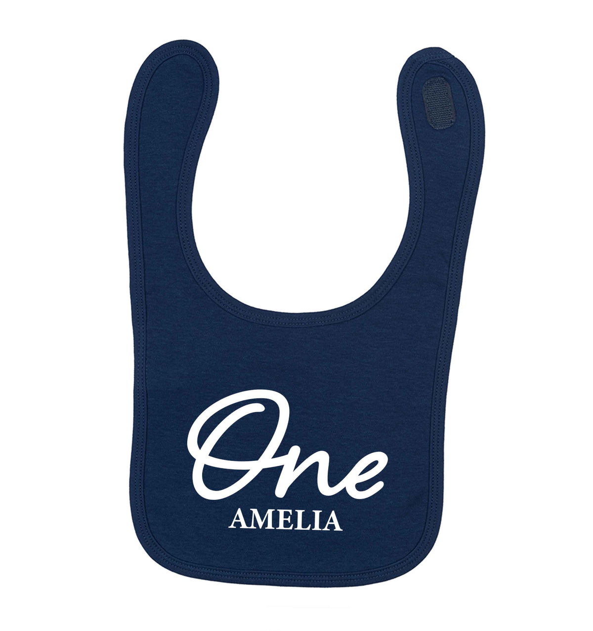 Personalised age and name navy baby bib