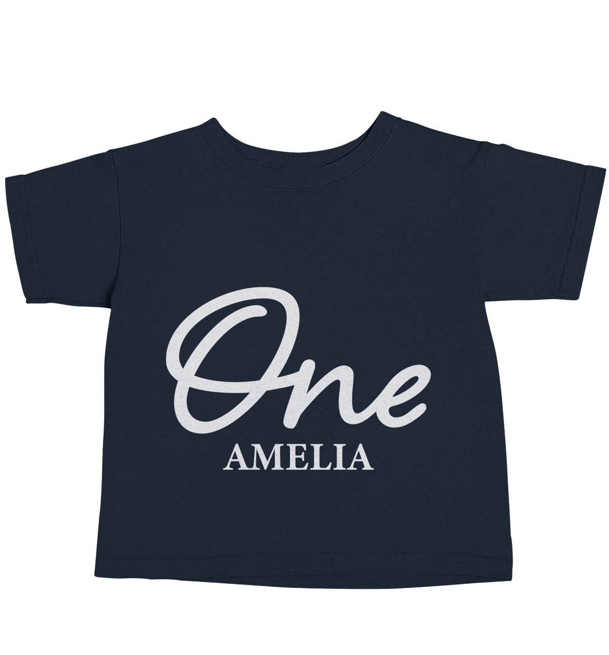 Personalised age and name navy baby toddler Tshirt 2 Years
