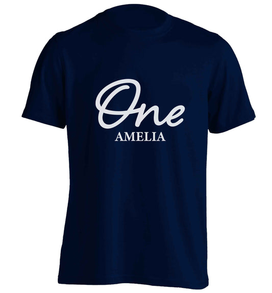 Personalised age and name adults unisex navy Tshirt 2XL
